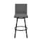 Armen Living Nikole 26" Counter Height Swivel Bar Stool in Matt Black Finish with Gray Faux Leather LCNKBABLBLGR26 - alternate 4